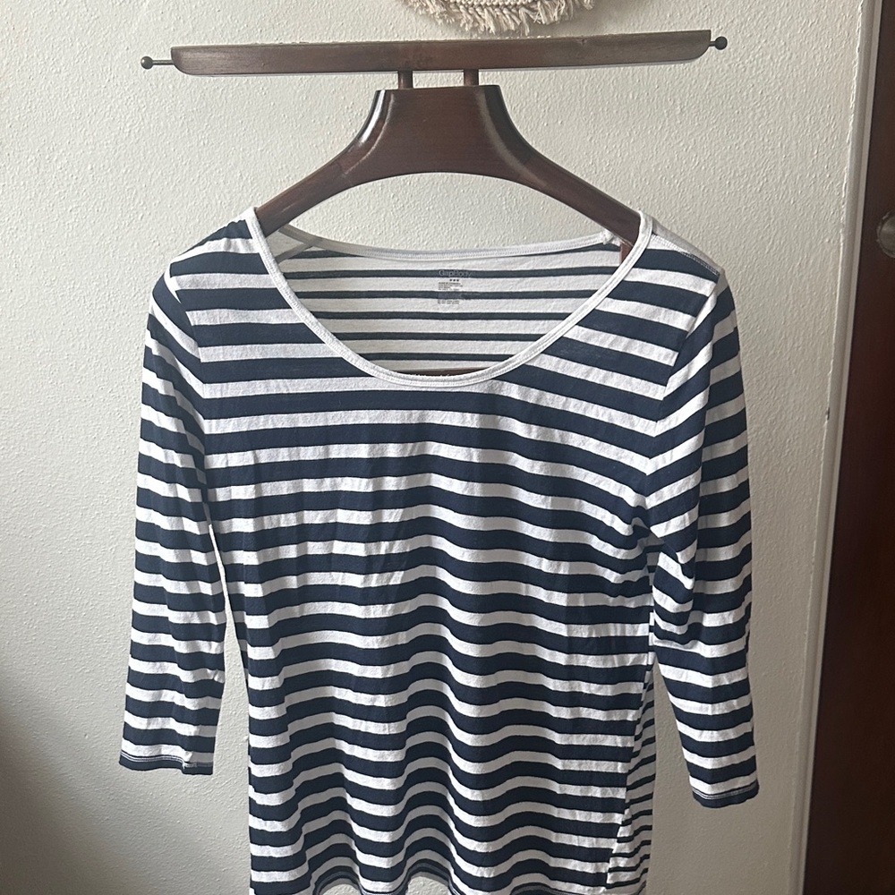 GAP Navy and White Striped Blouse